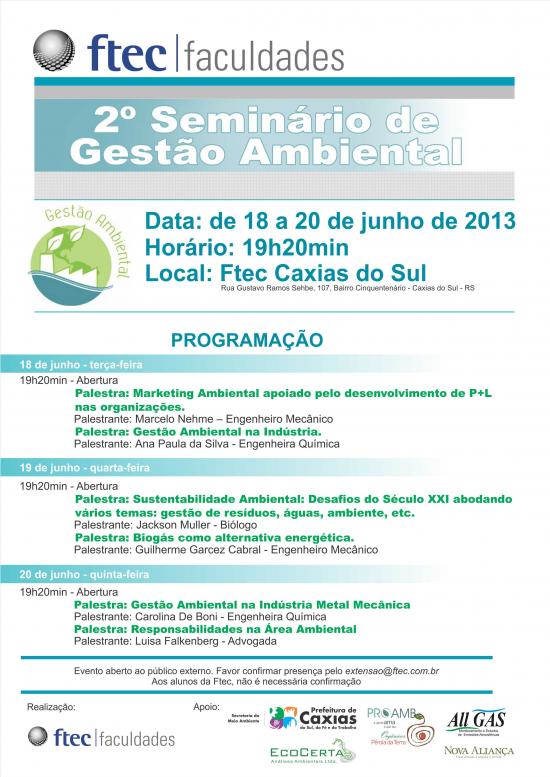 2º Seminário de Gestão Ambiental Ftec - Caxias do Sul